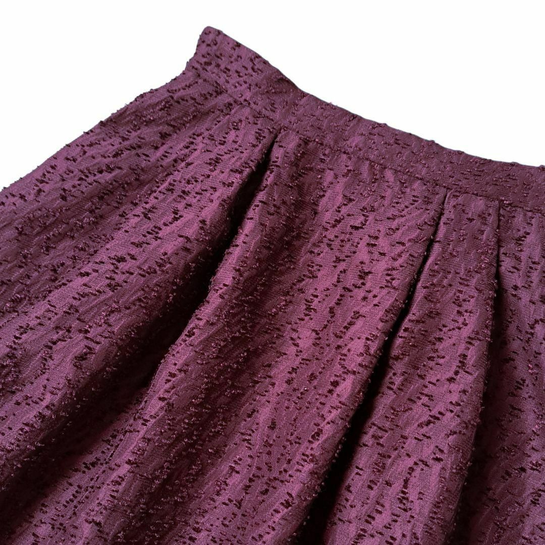 Techichi(テチチ)の新品未使用 テチチクラシック ネップジャガードタックフレアスカート パープル M レディースのスカート(ひざ丈スカート)の商品写真