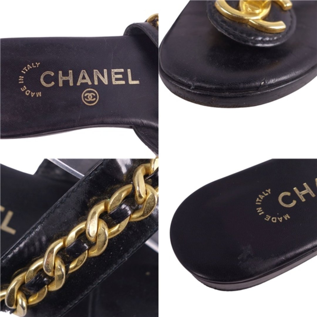 CHANEL(シャネル)のVintage シャネル CHANEL サンダル ココマーク ターンロック チェーン シューズ 靴 レディース イタリア製 38 ブラック レディースの靴/シューズ(サンダル)の商品写真