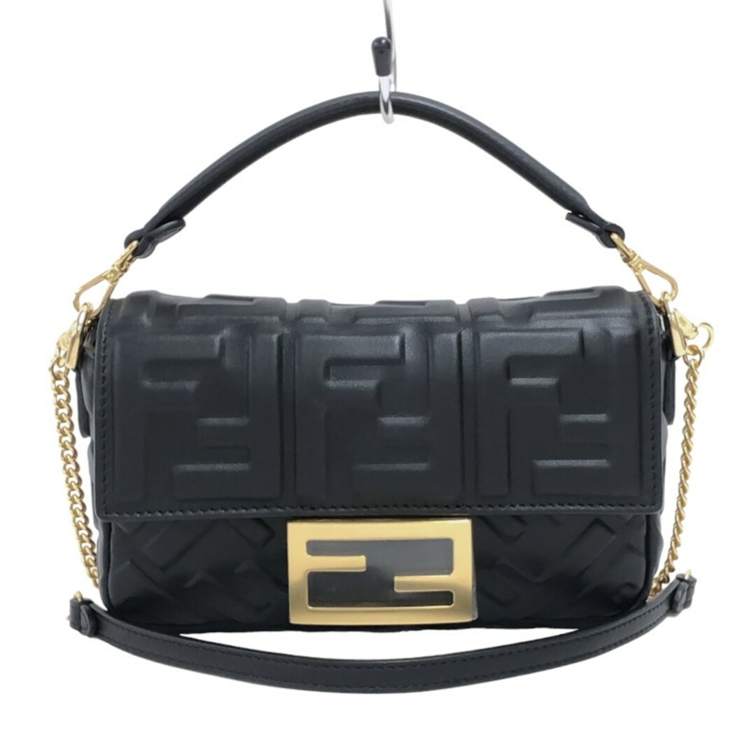 約45cmショルダーフェンディ FENDI バゲット スモール 8BS017 ブラック ゴールド金具 ナッパレザー レディース ハンドバッグ