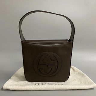 グッチ(Gucci)の美品 保存袋付き GUCCI オールドグッチ グッチ ヴィンテージ GG ロゴ レザー 本革 ハンドバッグ ミニ トートバッグ ブラウン 02588(ハンドバッグ)