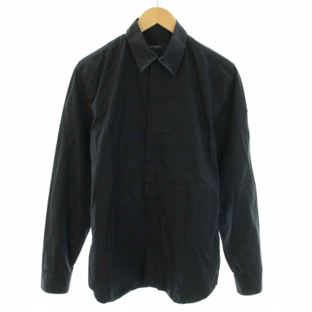 GIVENCHY(ジバンシィ)のGIVENCHY シャツ 長袖 襟素材切替 コットン 絹 シルク 40 S 黒 メンズのトップス(シャツ)の商品写真
