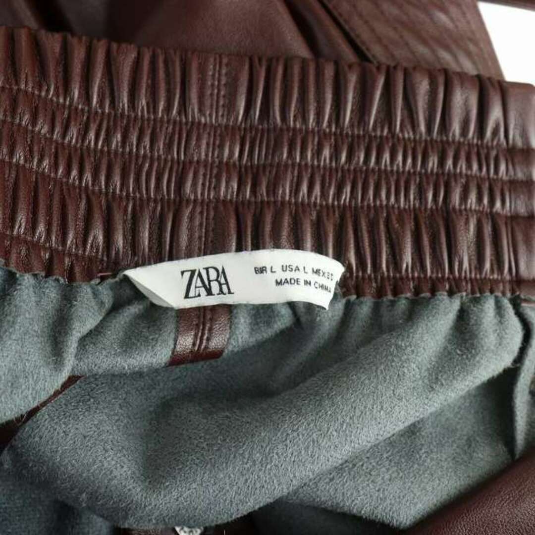 ZARA(ザラ)のザラ ZARA フェイクレザースカート ロング フロントスリット ベルト L 茶 レディースのスカート(ロングスカート)の商品写真