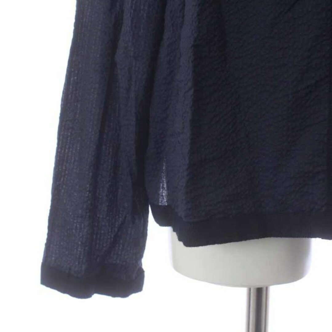 leilian(レリアン)のレリアン ノーカラージャケット ジップアップ 薄手 シアー 17+ 4L 紺 レディースのジャケット/アウター(その他)の商品写真
