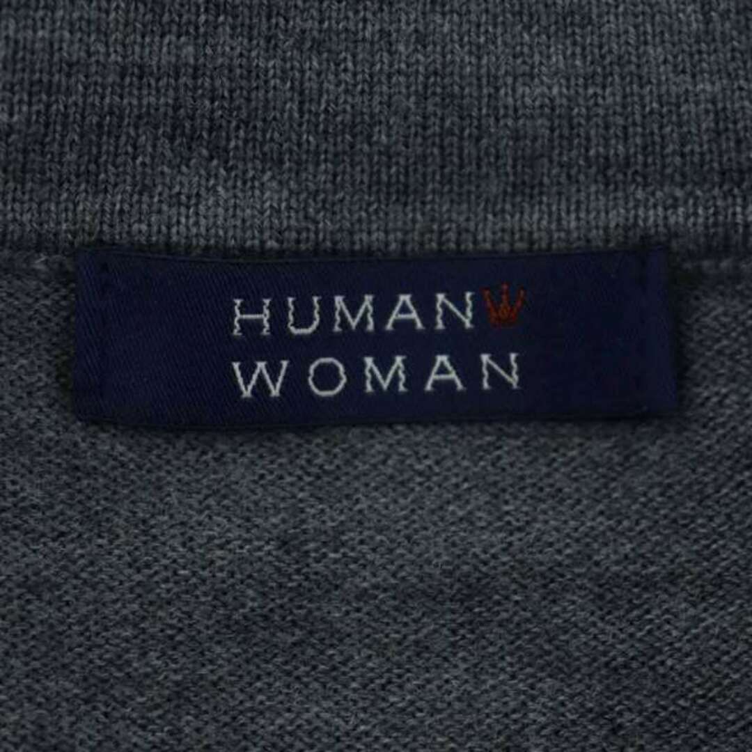 HUMAN WOMAN(ヒューマンウーマン)のヒューマンウーマン 梳毛ボーダーニット セーター 長袖 M グレー テラコッタ レディースのトップス(ニット/セーター)の商品写真