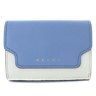 マルニ(Marni)のマルニ 財布 三つ折り ミニ財布 サフィアーノ レザー 白 ホワイト 青(財布)