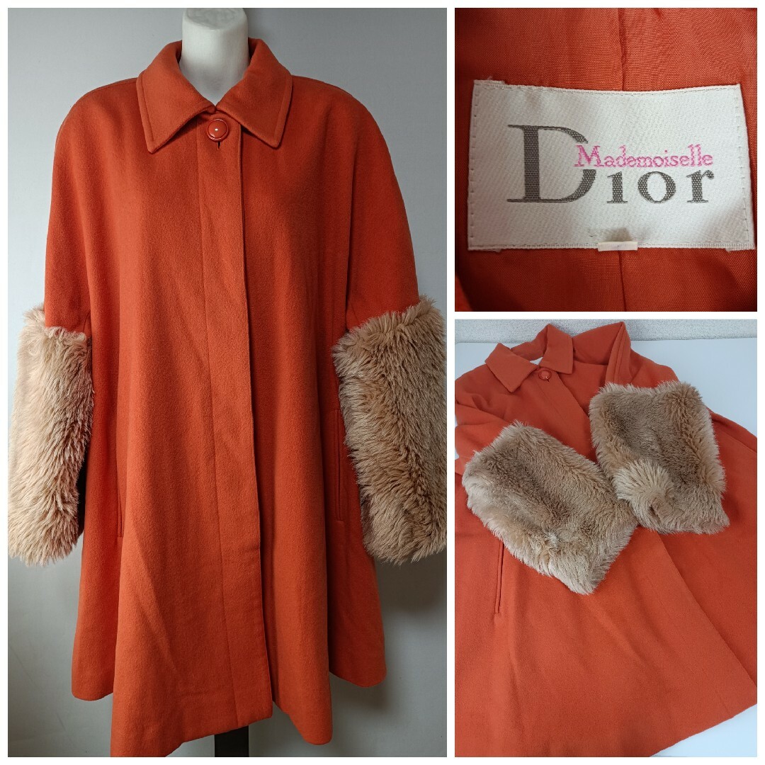 毛皮/ファーコート美品 激レア 高級 Christian Dior ファー付き ロングコート
