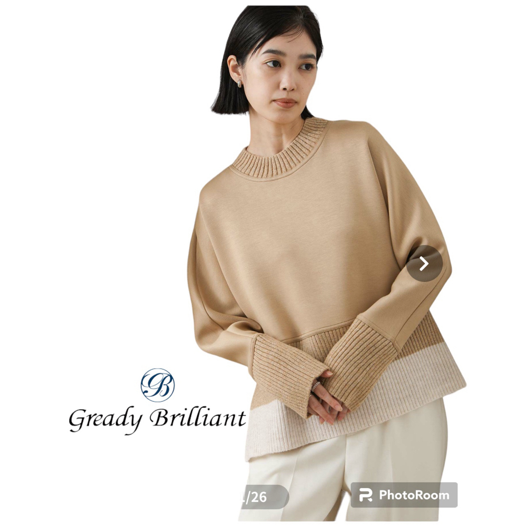 新品タグ付　Gready Brilliant ダンボール×ニット裾配色カットソーレディース