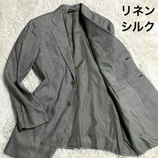 GIORGIO ARMANI ジョルジオ アルマーニ TOKYO シルク カシミア混 2B シングル 薄手 ジャケット ネイビーグレー size 52 メンズ SSGJ27テーラードジャケット