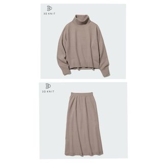 ユニクロ(UNIQLO)のユニクロ　3Dスフレヤーン•トップス Mサイズ & スカート M/Lサイズ(セット/コーデ)