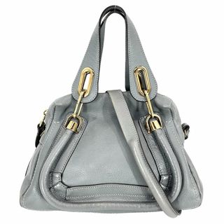 クロエ(Chloe)の【限定価格】Chloe クロエ 2WAY パラティ ハンドバッグ ショルダーバッグ 肩掛け 斜め掛け かばん 鞄  レザー    ブルーグレー ゴールド金具 レディース【中古品】(ハンドバッグ)