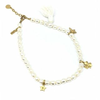 クリスチャンディオール(Christian Dior)の【中古】DIOR　ディオール パールネックレス　チャーム　ビー　スター　クローバー bee star clover　オシャレ　ゴールド　オフホワイト　ネックレス　レディース 【ブランドギャラリー東心斎橋店】(ネックレス)