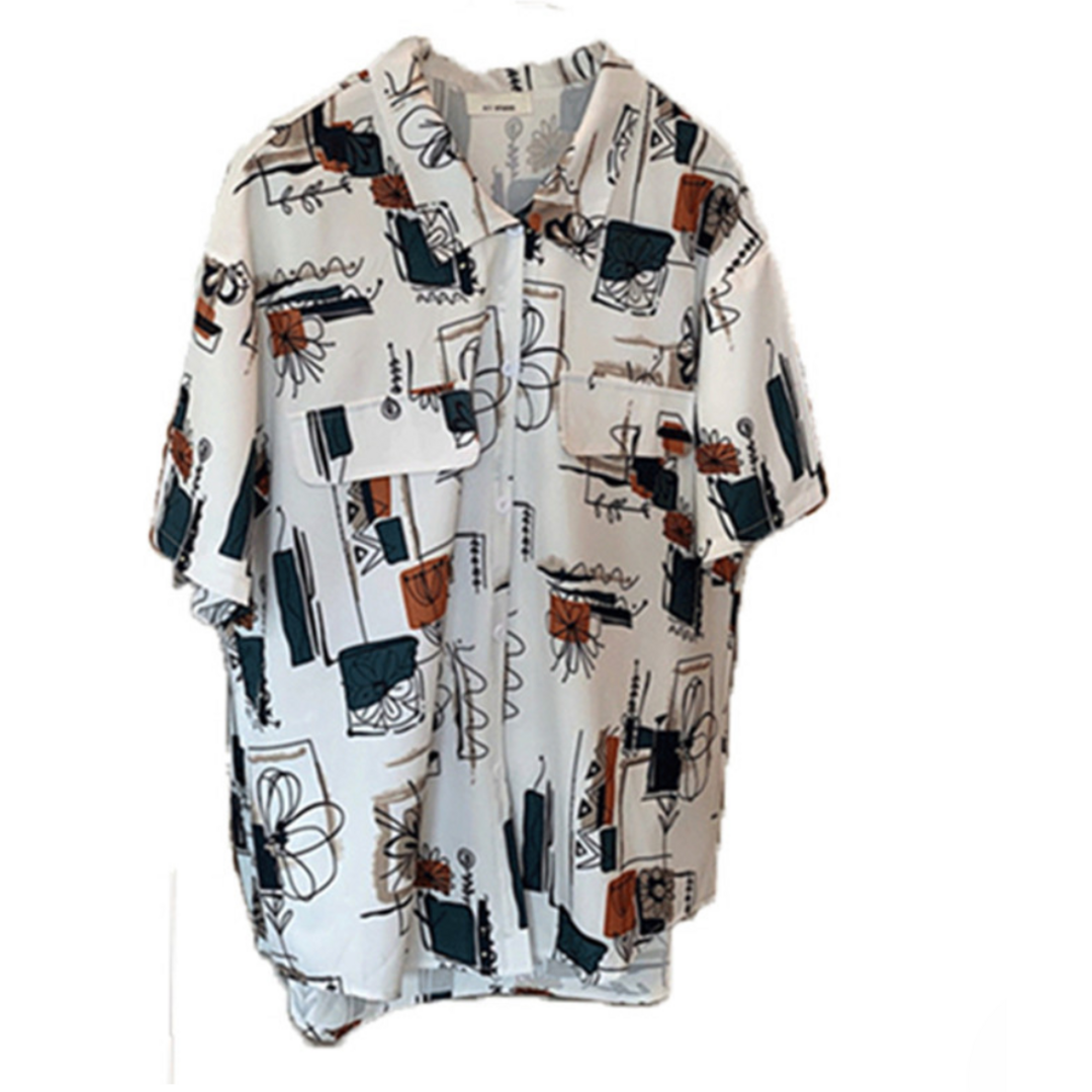 総柄 レトロシャツ レディースのトップス(シャツ/ブラウス(半袖/袖なし))の商品写真