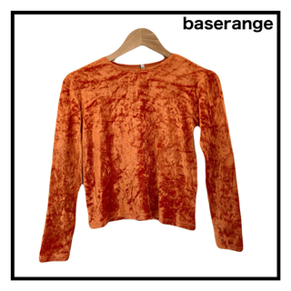 ベースレンジ　Tシャツ　ベロア素材　オレンジ　モダール　レディース　ポルトガル製(Tシャツ(長袖/七分))