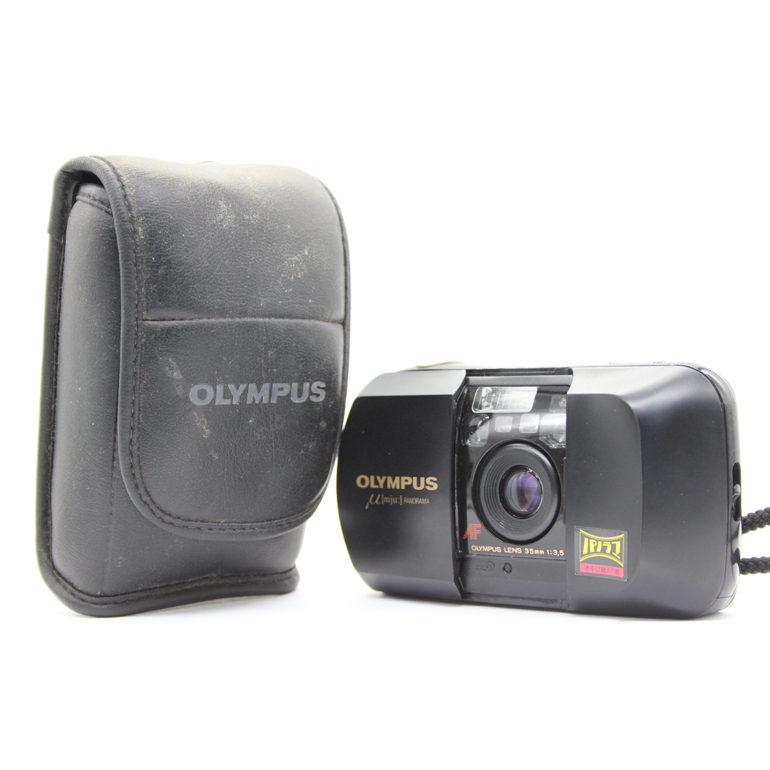 【返品保証】 オリンパス Olympus μ mju PANORAMA ブラック 35mm F3.5 ソフトケース付き コンパクトカメラ  s6322当店での3つサービス