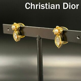 nokoブランド出品希少美品 クリスチャンディオール Dior ピアス ラインストーン ロゴ