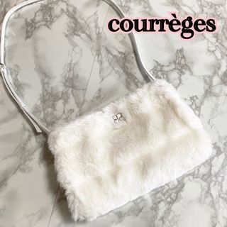 クレージュ(Courreges)のcourrèges クレージュ ロゴ 金具 ファー ショルダーバッグ スクエア(ショルダーバッグ)