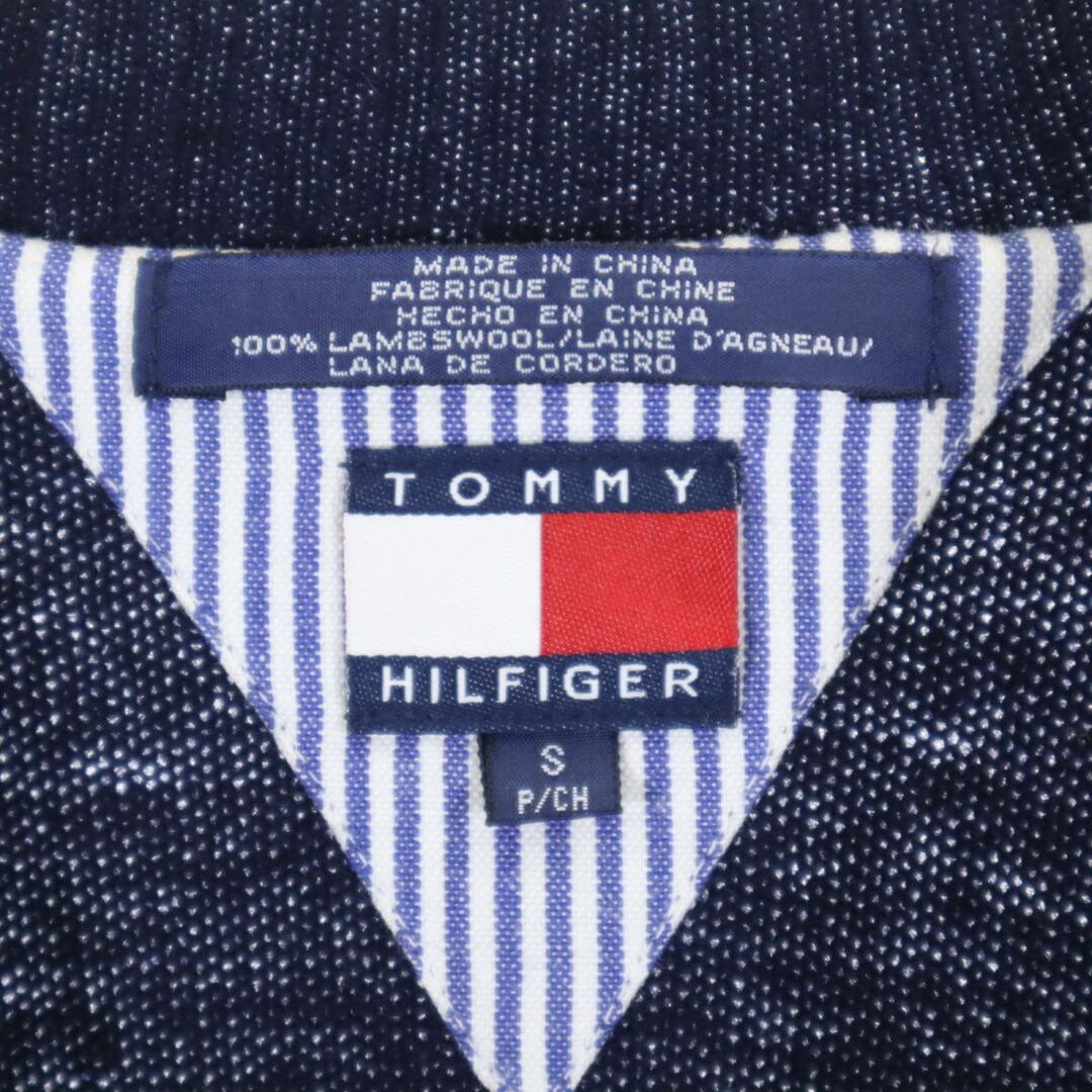 TOMMY HILFIGER(トミーヒルフィガー)のトミーヒルフィガー 90s オールド フラッグタグ 長袖 Vネック ウール ニット カーディガン S ネイビー TOMMY HILFIGER メンズ 古着 【240130】 メンズのトップス(カーディガン)の商品写真