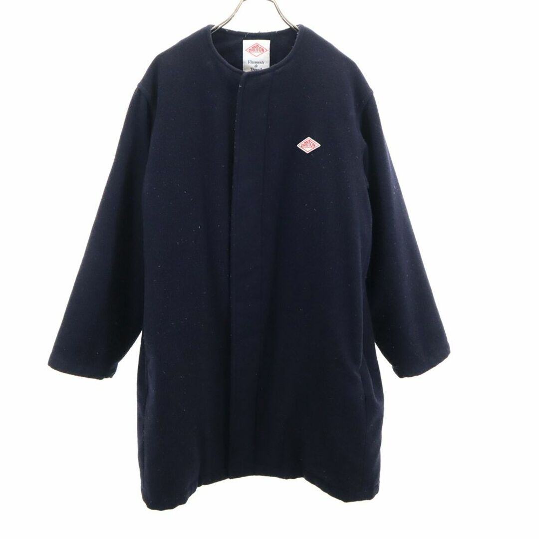 DANTON(ダントン)のダントン ウールブレンド ダウンコート 38 ネイビー Danton ノーカラー メンズ 古着 【240130】 メンズのジャケット/アウター(ダウンジャケット)の商品写真