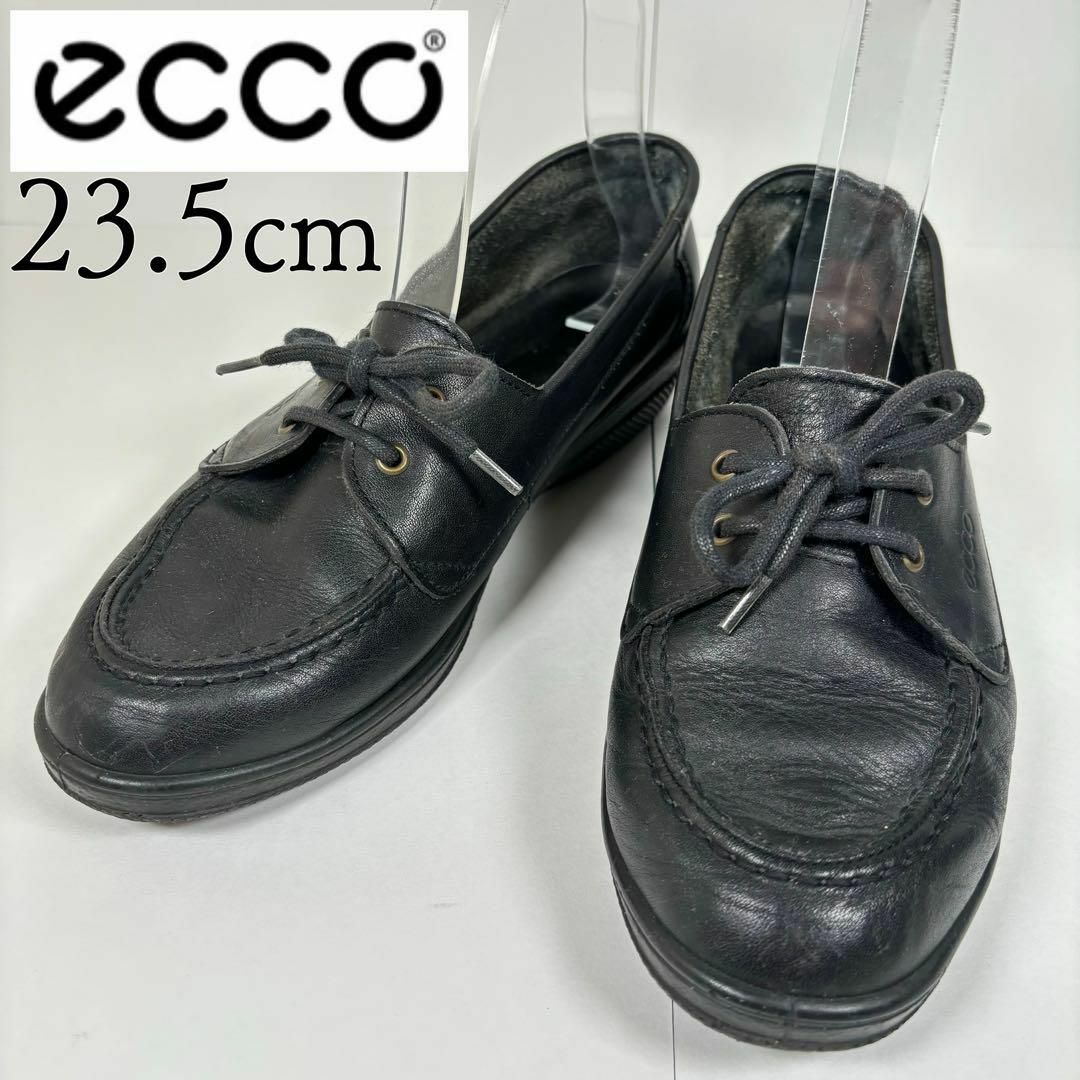 ECCO(エコー)のecco エコー 23.5 ローファー ウェッジ 革靴 黒 レザー スニーカー レディースの靴/シューズ(ローファー/革靴)の商品写真