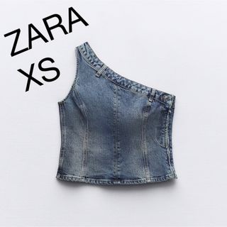 ザラ(ZARA)のTRFアシンメトリーデニムトップス(タンクトップ)