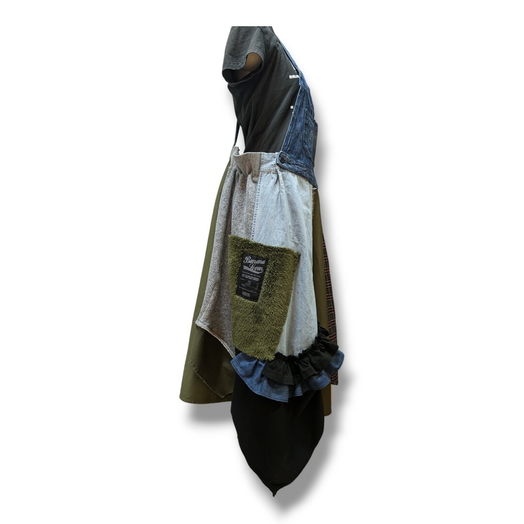 個性的 異素材MIX❤リメイク サロペットスカート レディースのワンピース(ロングワンピース/マキシワンピース)の商品写真