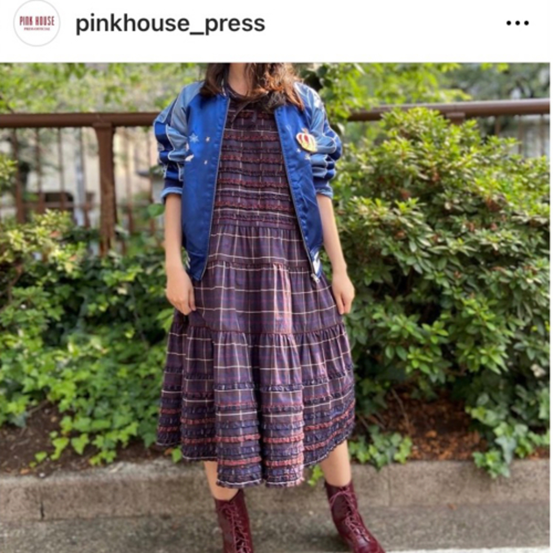 インゲボルグピンクハウス　PINKHOUSE タータンチェック ミディワンピース