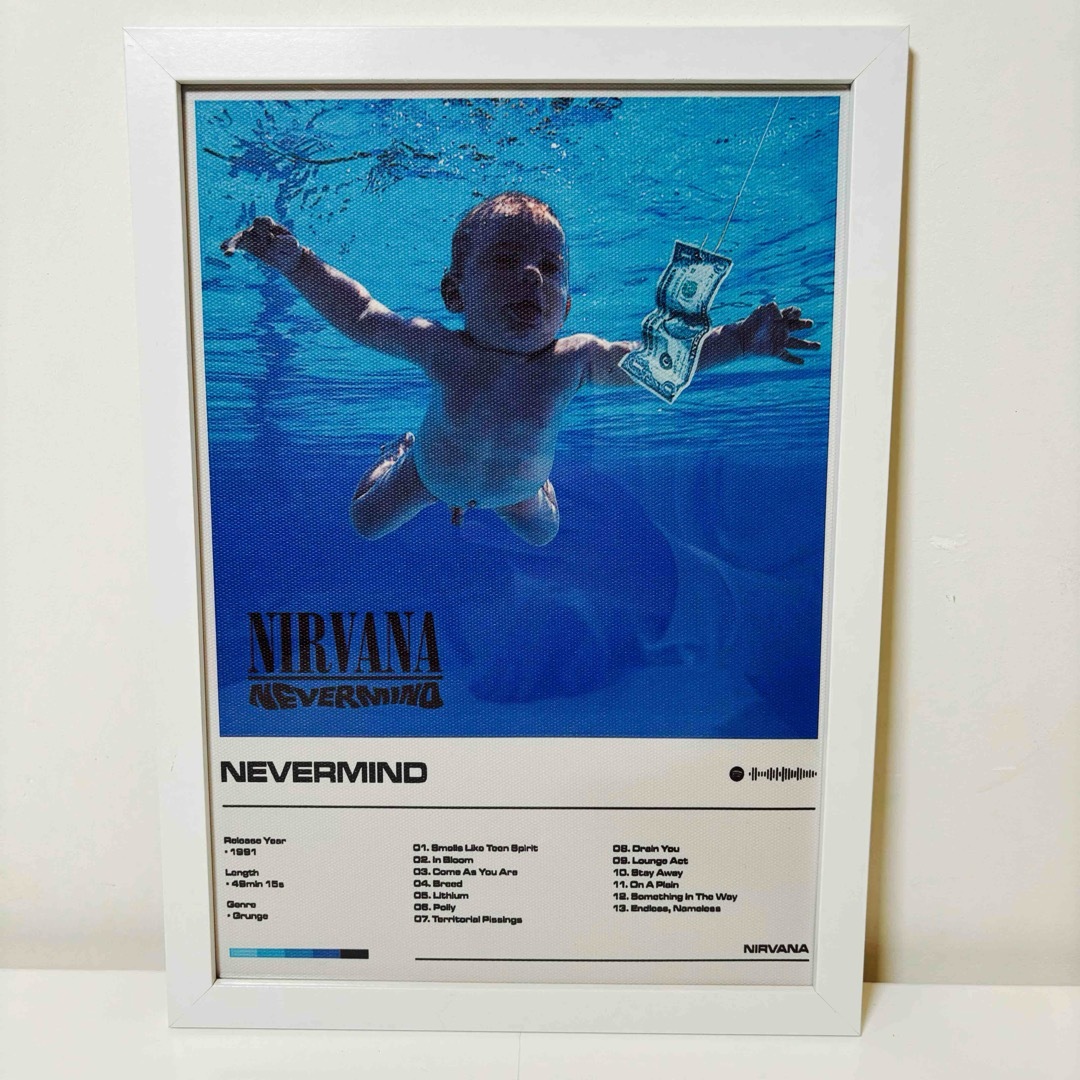 【白額付きポスター】ニルヴァーナ Nirvana ネヴァーマインド（新品） ハンドメイドのインテリア/家具(アート/写真)の商品写真