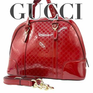 グッチ(Gucci)のGUCCI グッチ　2way ハンドバッグ　309617 エナメル　レッド(ハンドバッグ)