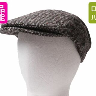 ハンドメイド アイルランド製 HANNA HATS ツイード ウール ハンチング キャップ メンズ レディース M / 帽子 キャスケット グレー ネップ(ハンチング/ベレー帽)