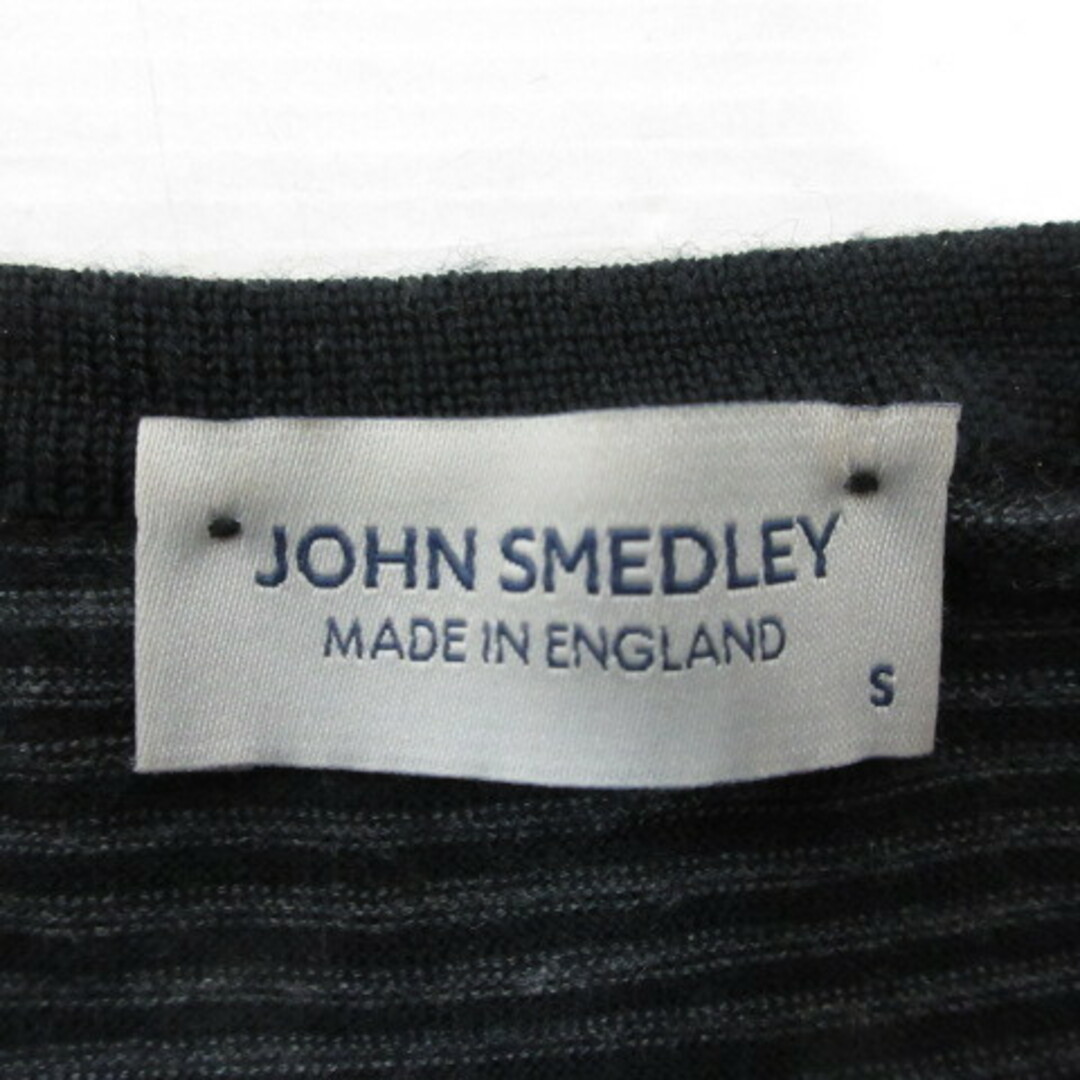 JOHN SMEDLEY(ジョンスメドレー)のジョンスメドレー ボーダー柄 クルーネック ニット セーター S 黒 ウール レディースのトップス(ニット/セーター)の商品写真