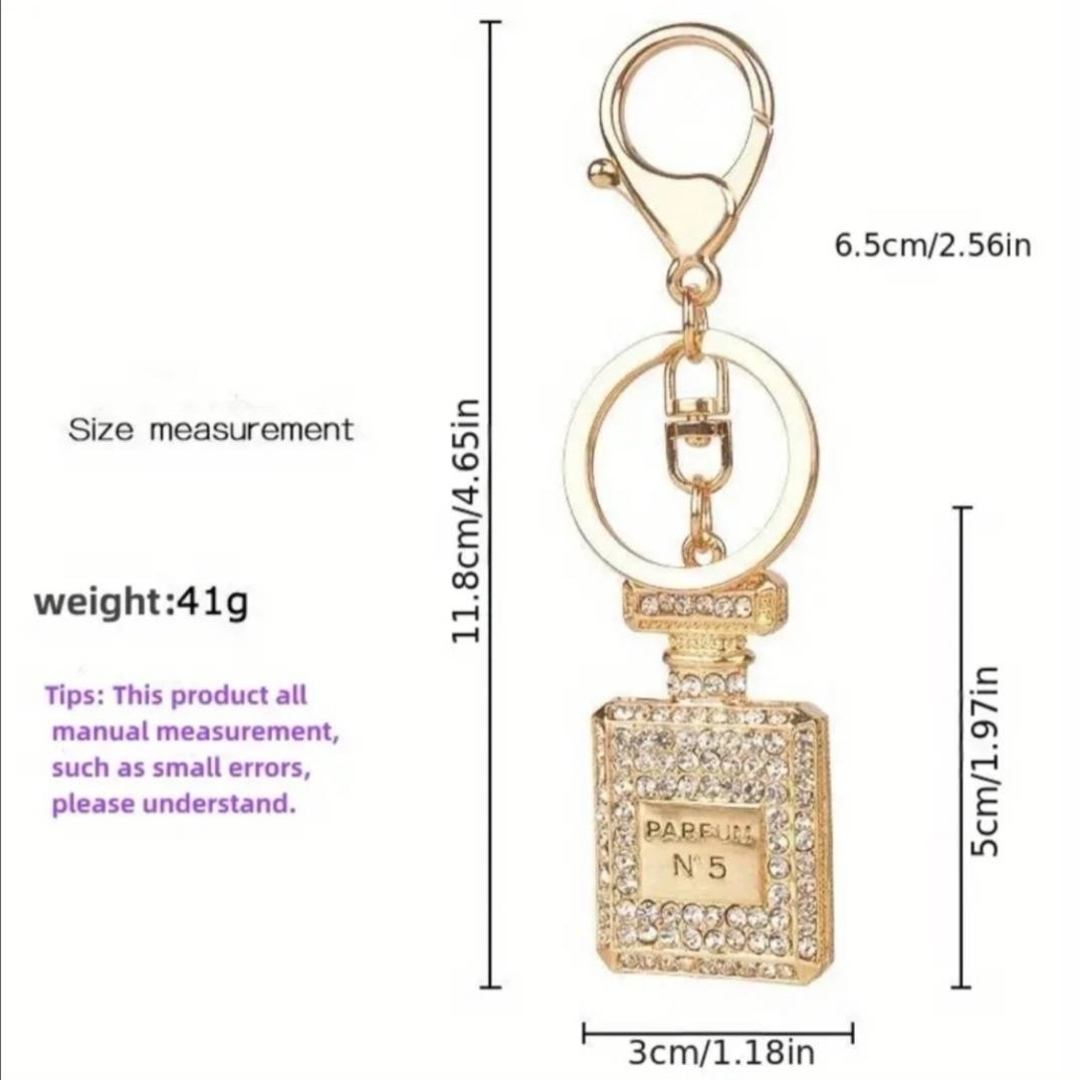 香水　キーホルダー　キーリング  キラキラ　ラインストーン　ゴールド レディースのファッション小物(キーホルダー)の商品写真