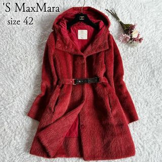 マックスマーラ(Max Mara)の大きいサイズ42◆'S MaxMara◆アルパカ　テディコート　赤　レッド(ロングコート)