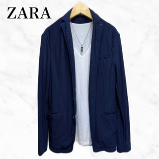 ザラ(ZARA)のZARA テーラードジャケット　青　ブルー系　ライトネイビー(テーラードジャケット)