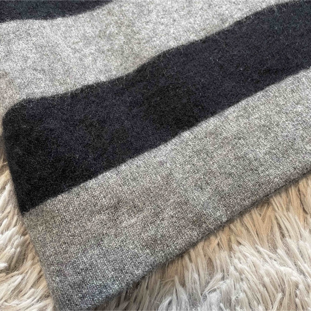 無印良品 カシミヤ100%タートルニット ノースリーブニット ボーダー
