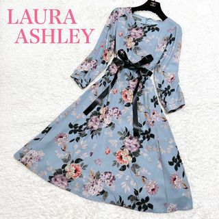 美品✨LAURA ASHLEY ベロアカラーマキシ丈ワンピース ペイズリー 9