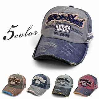 ５カラー【アメカジテイスト☆】RockShanle刺繍ダメージキャップ　新品(キャップ)