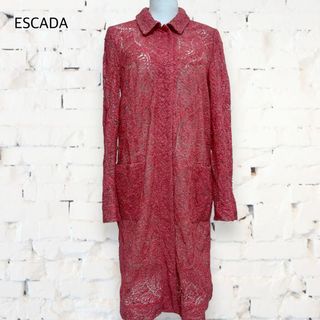 極美品❤エスカーダ❤ESCADA❤フリル❤ジャケット❤赤❤リボン❤ビッグカラー