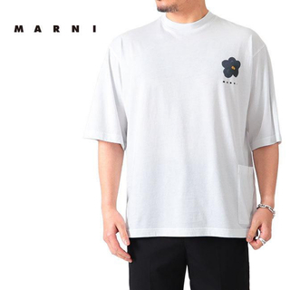 新品 48 21aw MARNI にじみロゴ Tシャツ 白 2313トップス