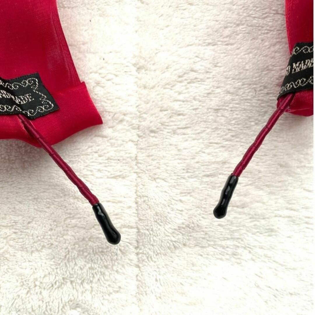 リボン カチューシャ レッド 赤 メイド ロリータ ヘッド ドレス コスプレ レディースのヘアアクセサリー(カチューシャ)の商品写真