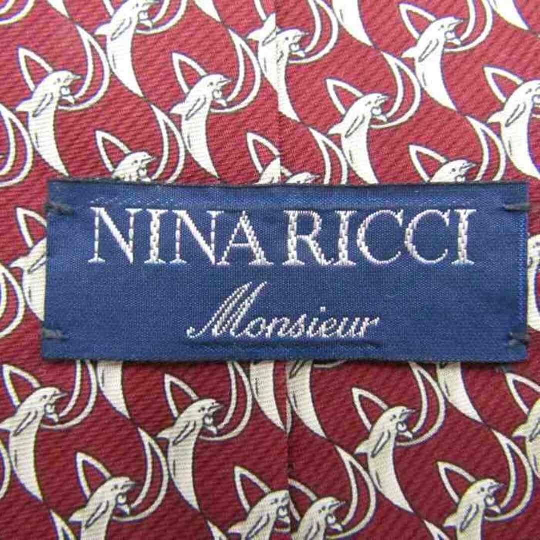NINA RICCI(ニナリッチ)のニナリッチ ブランド ネクタイ シルク 動物柄 総柄 メンズ レッド NINA RICCI メンズのファッション小物(ネクタイ)の商品写真