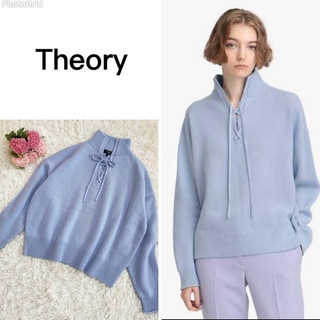 美品　theory luxe  ウールセーター　ニット　くすみライトブルー　L