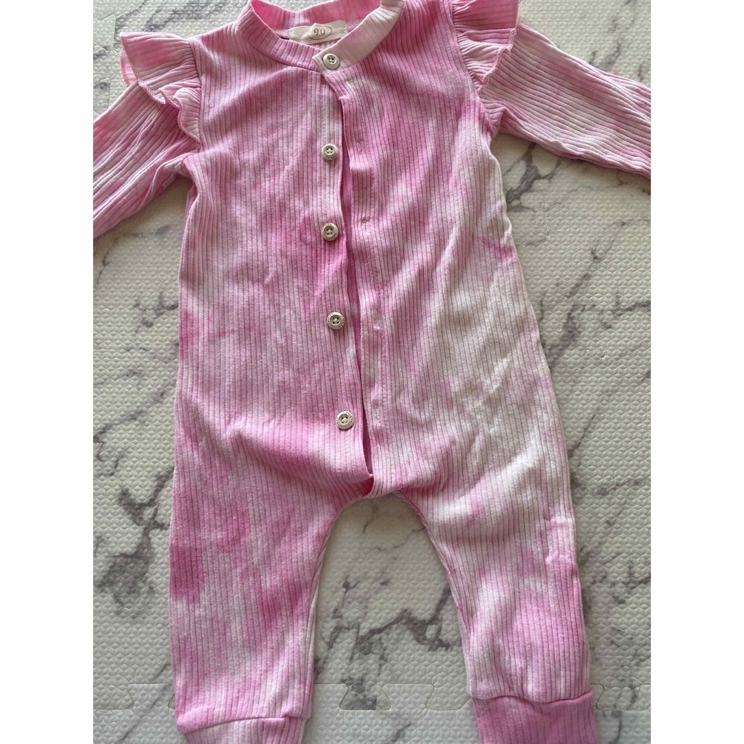 だいだい柄 ピンク 女の子 ロンパース 90 キッズ/ベビー/マタニティのベビー服(~85cm)(ロンパース)の商品写真