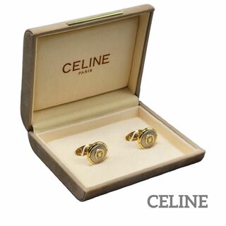 celine - 【美品】CELINE カフリンクス マカダム 蹄  ゴールド グレー