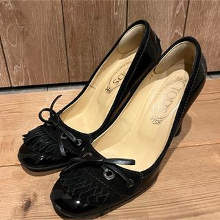 TOD'S トッズ パンプス ブラック スエード×パテントレザー 34サイズ