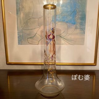 バカラ(Baccarat)の【LOBMEYR／ロブマイヤー】花瓶／エナメル彩 金彩 金盛「貴婦人と小犬」(花瓶)