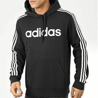 アディダス(adidas)の【新品】アディダス 3ストライプ スウェット プルオーバーパーカー 裏毛 黒 M(パーカー)