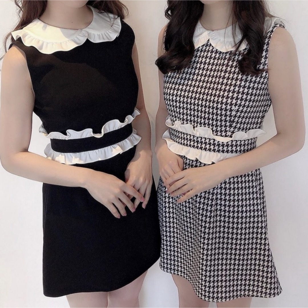 JILTU  千鳥柄petit frill dress patternワンピース着丈77cm