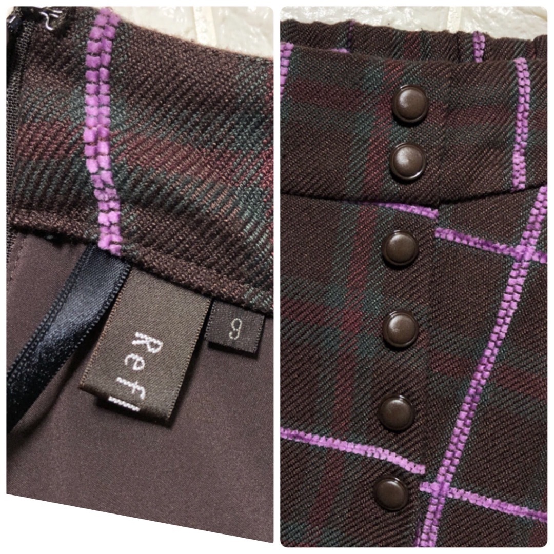 ReFLEcT(リフレクト)のリフレクトのブラウン色チェック模様スカートサイズ9 レディースのスカート(ひざ丈スカート)の商品写真