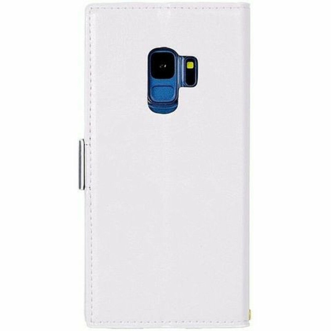 【ホワイト・ブルー】Galaxy S9専用の手帳型ケース ✨ナチュラルデザイン スマホ/家電/カメラのスマホアクセサリー(Androidケース)の商品写真