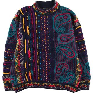 クージー(COOGI)の古着 90年代 クージー COOGI 総柄 3Dニットセーター オーストラリア製 メンズM ヴィンテージ /evb003376(ニット/セーター)